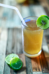 Ice Tea with lemon slice and straw