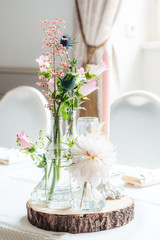 Wedding celebration dinner table decoration pink