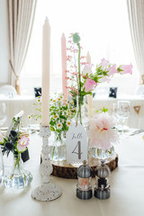 Wedding celebration dinner table decoration pink