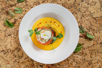 vegan roasted vegetables with pumpkin puree