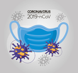 covid 19 particle and face mask