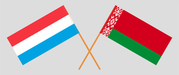 Crossed flags of Belarus and Luxembourg