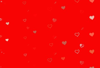Light Red vector template with doodle hearts.