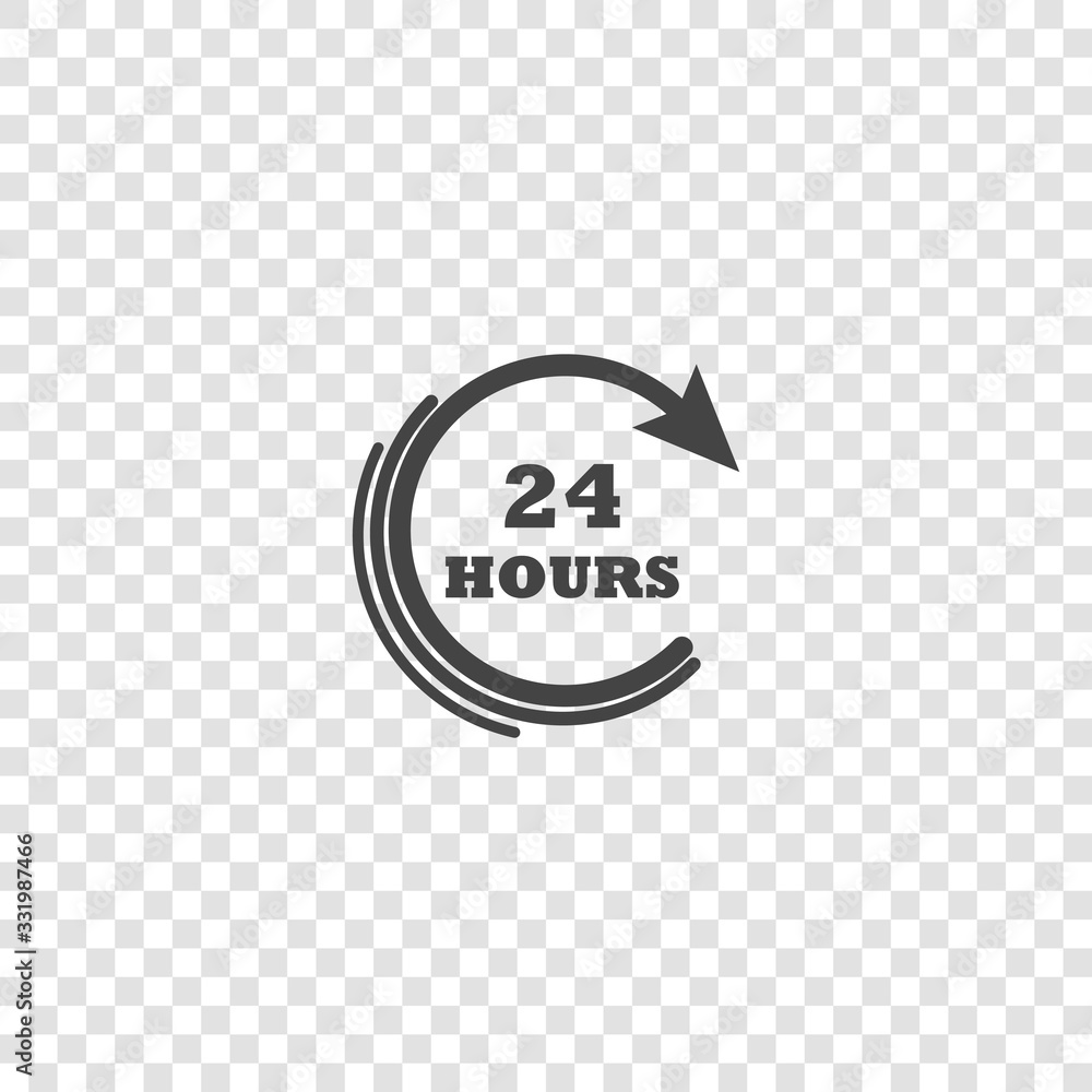 Poster vector icon of a clock. 24 hours. vector illustration clock on transparent background.