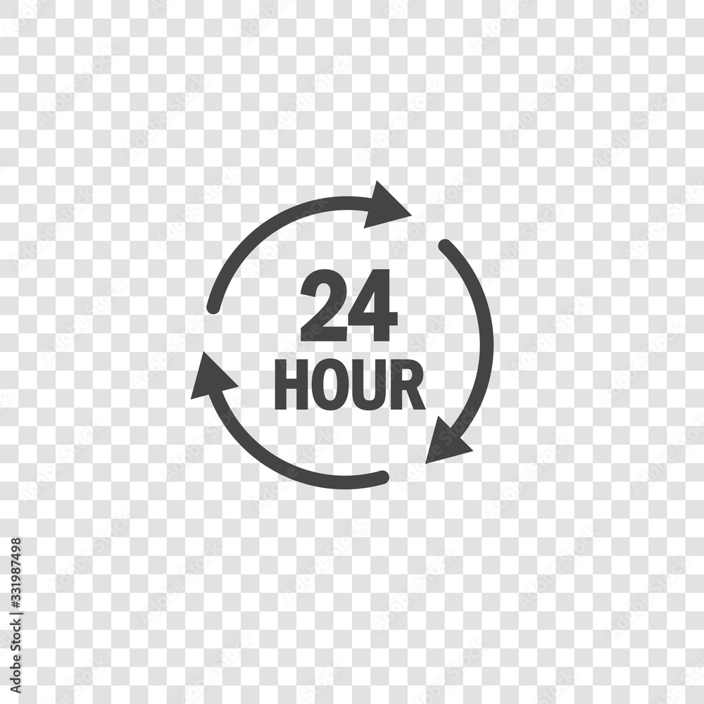 Aufkleber vector icon of a clock. 24 hours. vector illustration clock on transparent background.