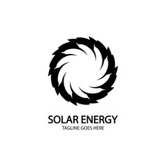 Solar energy panel and sun icon isolated on white background