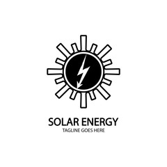 Solar energy panel and sun icon isolated on white background