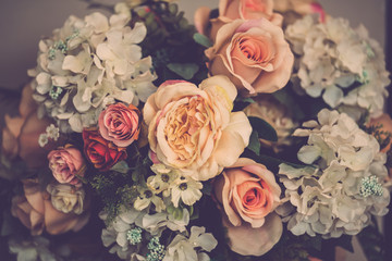 Obraz na płótnie Canvas Retro bouquet rose flower decor close up.