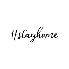 Hashtag Stay home. Lettering. Ink illustration. Modern brush calligraphy Isolated on white background. Corona Virus prevention. COVID-19