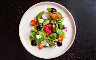 fresh spring salad with cherry tomatoes