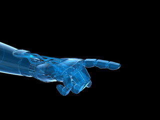 Fototapeta na wymiar Hologram 3D of robot hand, isolate object. 3D rendering.