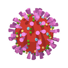 Vector illustration of the coronavirus ( COVID-19, Corona Virus, Virus Covid 19-NCP) in flat style. Detailed virus cell microbe symbol isolated on a white background.