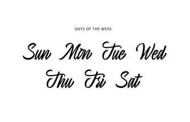 Vector set of days of a week abbreviations. Brush lettering. 