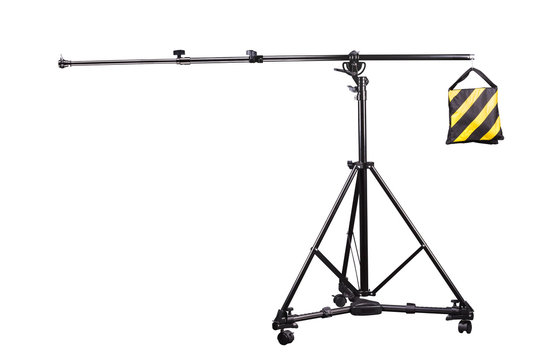 Photo studio lighting stands isolated on the white background.