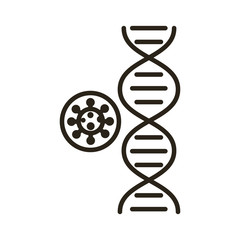 covid19 virus particle with dna molecule line style