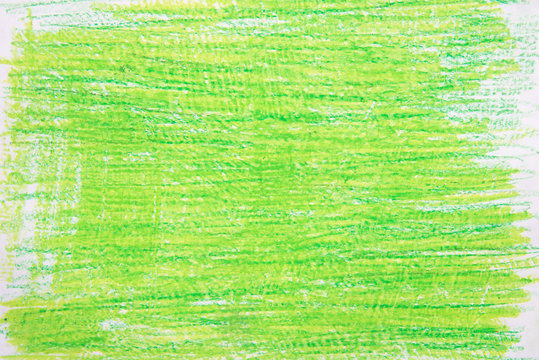 green vax crayon on white paper background texture