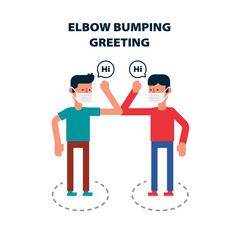 Social distancing, Elbow bumping protect from COVID-19 avoid the spread of coronavirus Instead of greeting with hug or handshake