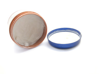 Cream isolated on a white background. Face cream. Body care. Jar of cream. Dermatology. Cosmetics for the skin. Body balm. Skin care.