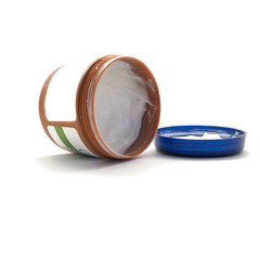 Cream isolated on a white background. Face cream. Body care. Jar of cream. Dermatology. Cosmetics for the skin. Body balm. Skin care.