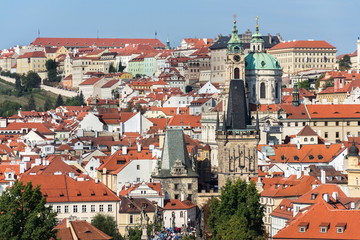Naklejka na ściany i meble Lesser Town Bridge Tower on Charles Bridge in Prague, Czech Republic, sunny day