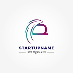 Modern arrow blended with initial letter Q for start up business