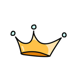  Golden crown on a white background in cute style. Simple vector illustration.