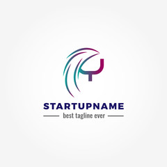 Modern arrow blended with initial letter Y for start up business
