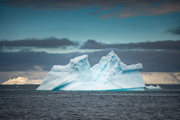 two tops giant iceberg in sea in Antarctica