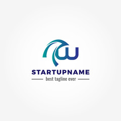 Modern arrow blended with initial letter W for start up business