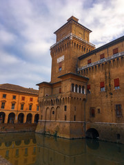 Fototapeta premium Estense castle or Castello di San Michele of Ferrara. Emilia-Romagna. Italy.
