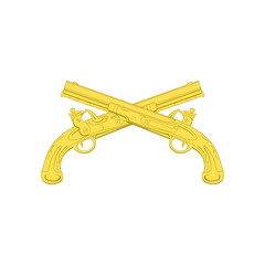 Crossed vintage Pistols. Hand drawn sketch ancient weapon. Duel. Musket Vector illustration in EPS10