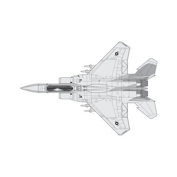 Detailed Isometric Vector Illustration of an F-16 Fighter Jet Airborne isolated on a white in EPS10