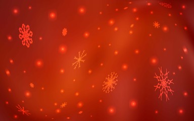 Dark Red vector cover with beautiful snowflakes. Blurred decorative design in xmas style with snow. New year design for your business advert.