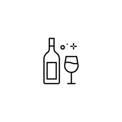 Glass And Bottle Of Wine icon isolated on white background. Alcohol icon. Vector illustration.