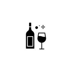 Glass And Bottle Of Wine icon isolated on white background. Alcohol icon. Vector illustration.
