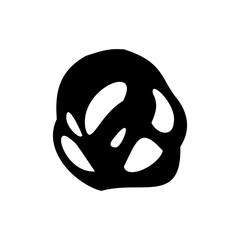 Blooming flower. Black and white vector illustration. Isolated on a white background.