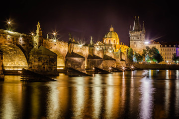 Fototapeta na wymiar Charles Bridge by night, Prague