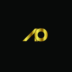 Creative Professional Trendy and Minimal Letter AO Logo Design in Black and Gold Color , Initial Based Alphabet Icon Logo in Editable Vector Format