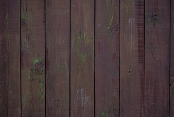 Shabby old fence of red-brown colour background of wooden boards, in the style of rustic, grunge, old fashion
