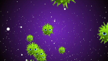 Illustration background of coronavirus bacteria flow on colored background. Virus Cells. FLU bacteria backdrop.