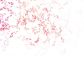 Light Red vector doodle template with leaves.