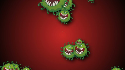 Coronavirus Cells illustration backdrop banner. Coronavirus Covid-19 Infected virus 2019-ncov pneumonia in blood. Virus realistic model. Coronavirus wallpaper. Microorganisms, Pathogens bacterium.