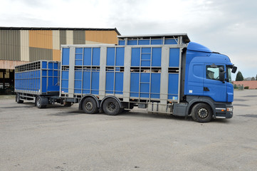 Camion de transport d'animaux à double étage