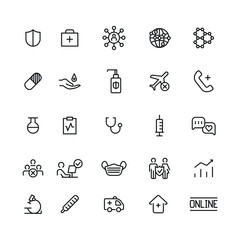 medicine icon set. Hygiene virus protection. Vector.
