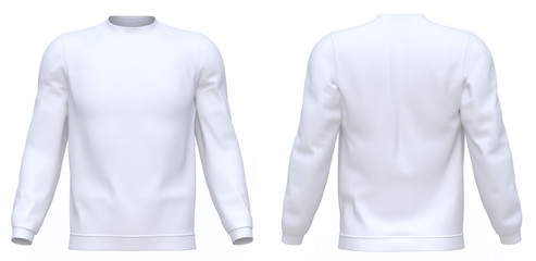 White sweatshirt Long sleeve isolated 3d rendering