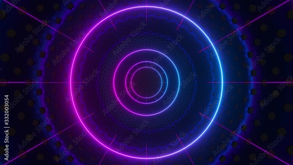 Poster neon and tunnels, mechanical concepts, 3d rendering.