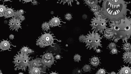 Coronavirus Covid-19 illustration of Infected virus 2019-ncov pneumonia in blood. Medical Virus realistic models. Coronavirus wallpaper. Microorganisms, Pathogens bacterium.