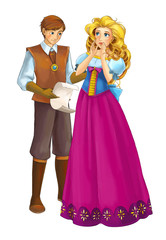 Cartoon cheerful married couple together romantic scene - illustration