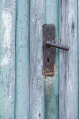 old weathered blue wooden door