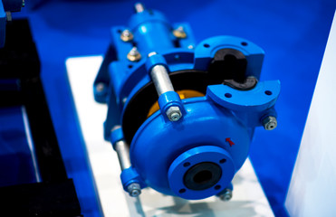 The valve with is presented in a section. Blue cast iron gate valve for industrial piping wedge...
